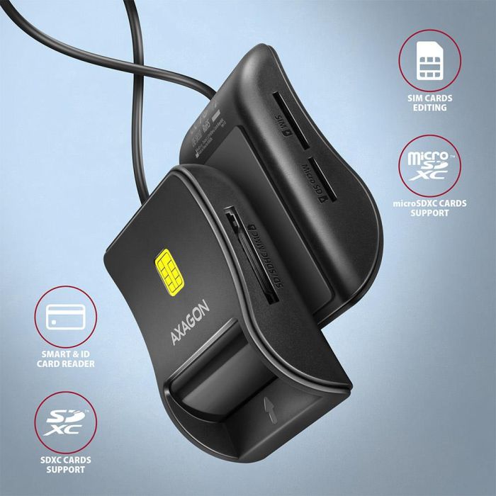 CARD READER FLAT SMARTCARD 4SL/USB2.0 1.3M CRE-SM3SD AXAGON – 2