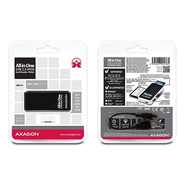 MEMORY READER MINI 5-SLOT/USB2.0 0.1M CRE-X1 AXAGON – 3