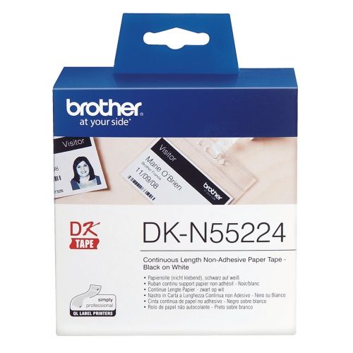 Brother DK-N55224 (DKN55224) Nelipnių popierinių etikečių ritinėlis, Black on White, 54mm 30.5m – 2