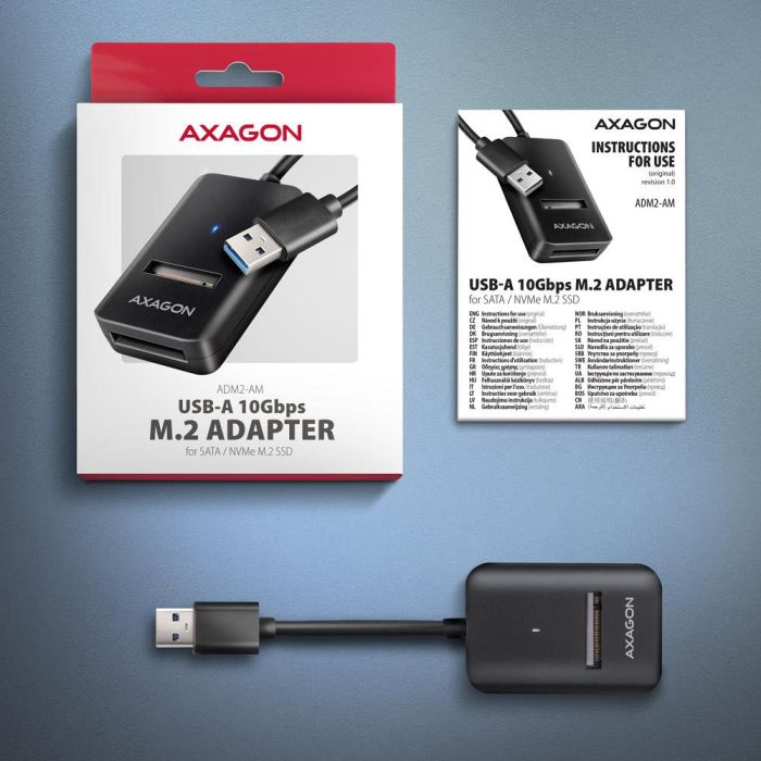 SSD ACC ADAPTER USB3.2/M.2/10GBPS 0.1M ADM2-AM AXAGON – 3