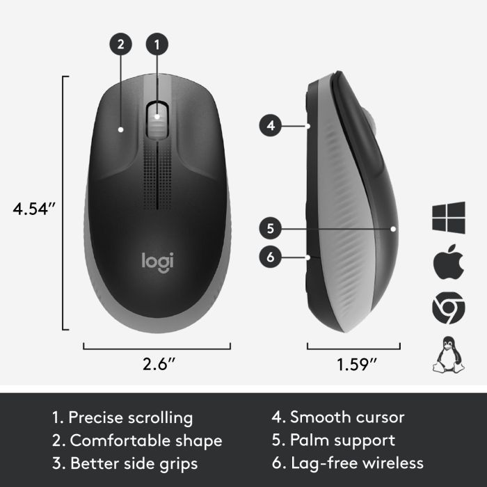 MOUSE USB OPTICAL WRL M190/GREY 910-005906 LOGITECH – 11