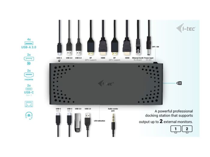 I-TEC USB3.0/USB-C/Thunderbolt DualDS+PD – 2
