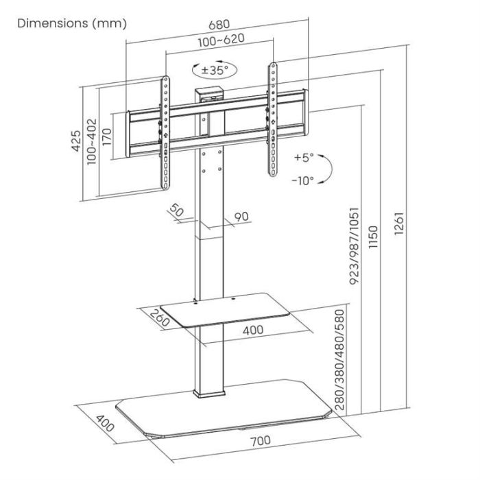 TV SET ACC FLOOR STAND 43-86"/TVS-86ST-01 GEMBIRD – 8
