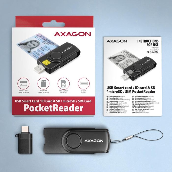 CARD READER USB-C+USB2.0 4SLOT/SMARTCARD CRE-SMP2A AXAGON – 8
