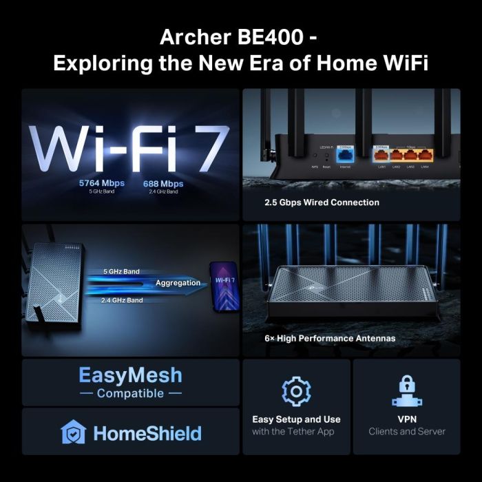 Wireless Router TP-LINK Archer BE400 ARCHERBE400 – 4