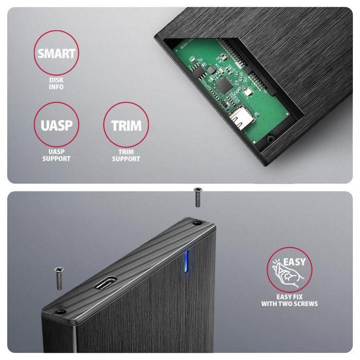 HDD ACC ENCLOSURE 2.5"/USB3.2 EE25-XA6C AXAGON – 4