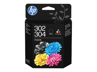 HP 302/304 Tri-color/Black Ink Crtg 2-Pk