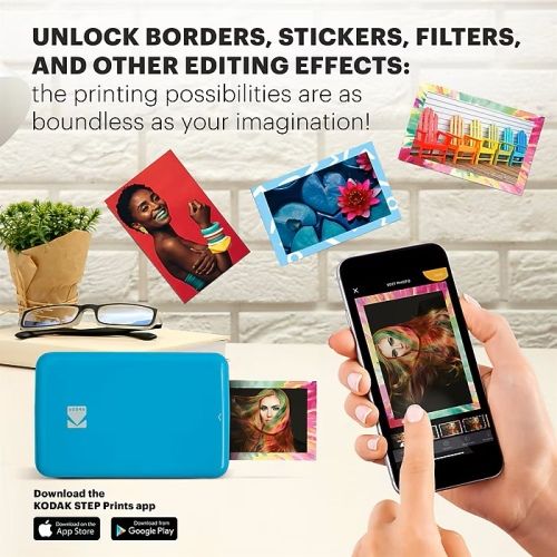 Kodak STEP Momentinis mobilus nuotraukų spausdintuvas spalvotas ZINK 2x3'' 1 ppm, Bluetooth, Mėlyna – 6