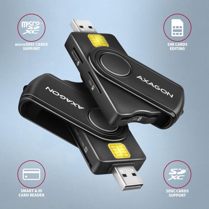 CARD READER USB-C+USB2.0 4SLOT/SMARTCARD CRE-SMP2A AXAGON – 2