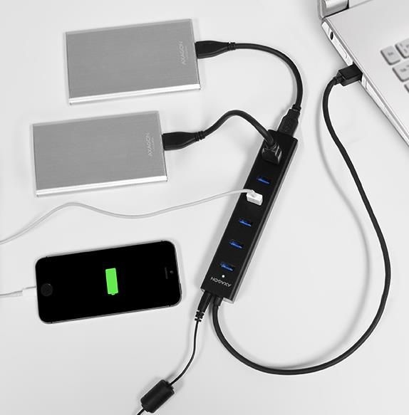 I/O HUB USB3.0 7PORT CHARGING/W/AC 1.2M HUE-SA7BP AXAGON – 4