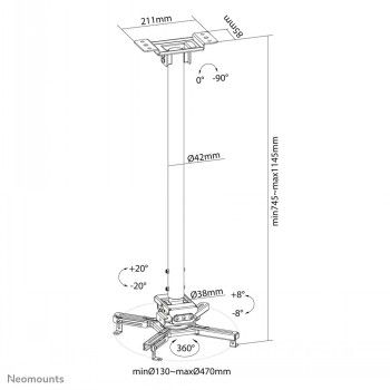 Neomounts By Newstar By Newstar Projector Ceiling Mount (height Adjustable: – 2