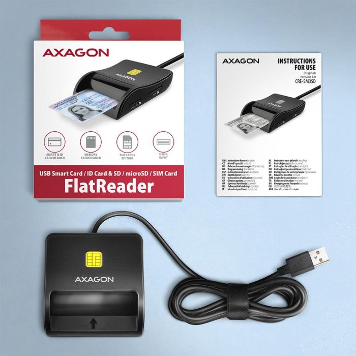 CARD READER FLAT SMARTCARD 4SL/USB2.0 1.3M CRE-SM3SD AXAGON – 7