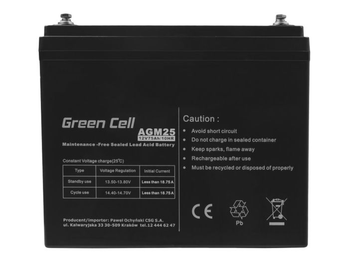 GREENCELL Battery AGM 12V 75 Ah