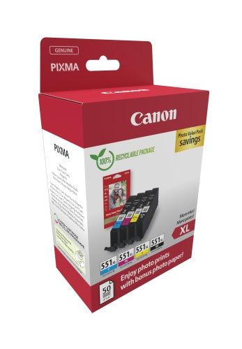 Canon CLI-551XL (6443B008) Rašalinių kasečių komplektas, C/M/Y/BK – 2