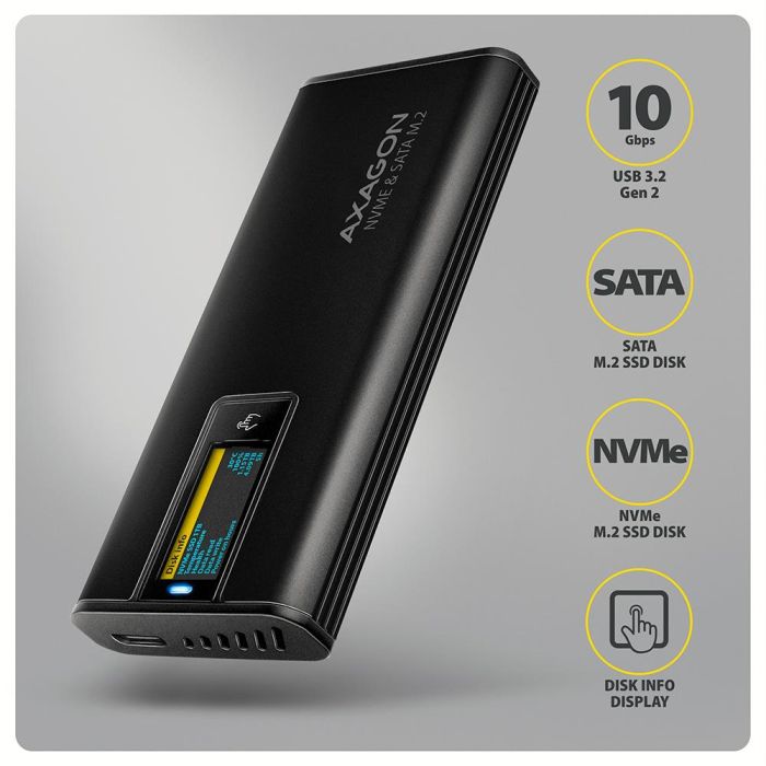 SSD ACC ENCLOSURE M.2 NVME/SATA USB-C EEM2-SD2B AXAGON – 4