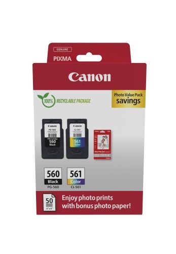 Canon CRG PG-560/CL-561 + Photo Paper Value Pack (3713C008) Rašalinių kasečių komplektas, BK/CMY – 5