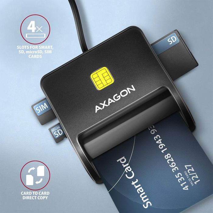 CARD READER FLAT SMARTCARD 4SL/USB2.0 1.3M CRE-SM3SD AXAGON – 3