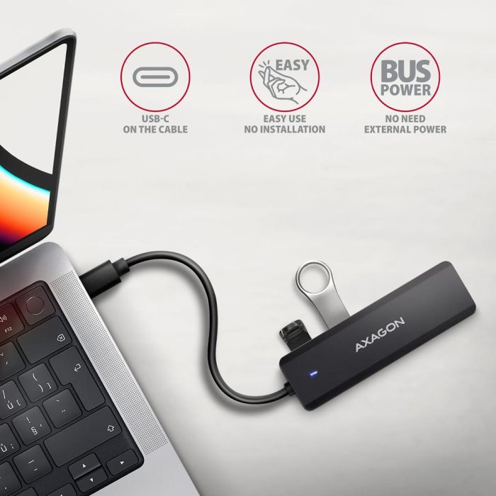 I/O HUB USB-C TRAVEL/0.19M HUE-C1C AXAGON – 3