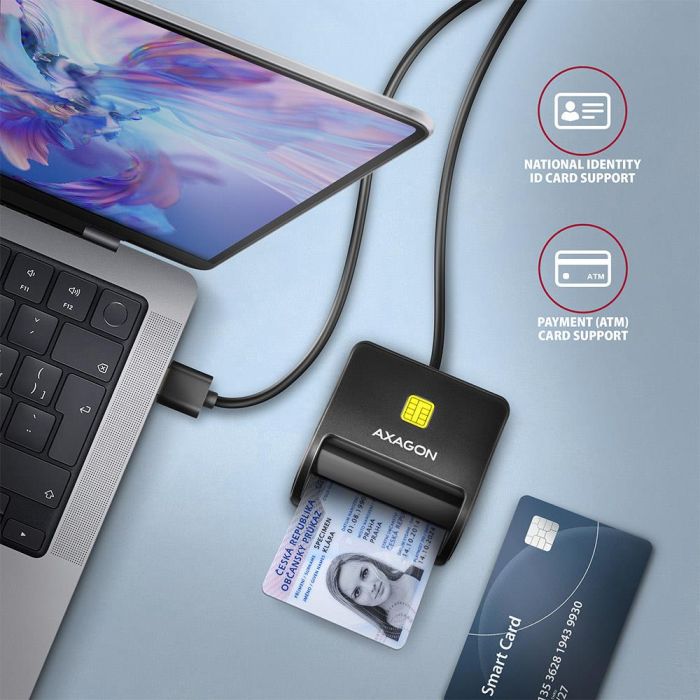 CARD READER FLAT SMARTCARD 4SL/USB2.0 1.3M CRE-SM3SD AXAGON – 4