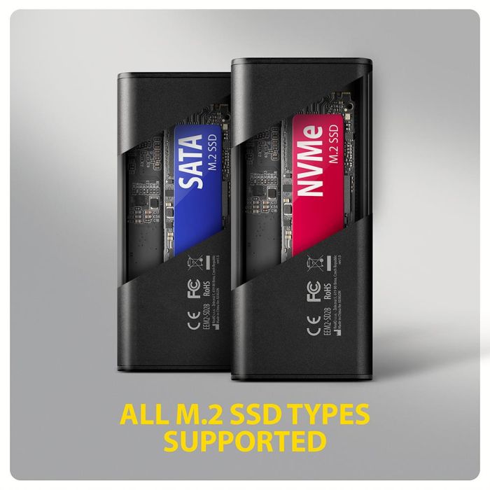 SSD ACC ENCLOSURE M.2 NVME/SATA USB-C EEM2-SD2B AXAGON – 3