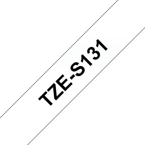 Brother TZe-S131 (TZeS131) Ženklinimo juostelė, Strong Adhesive, Black on Clear, 12mm 8m – 6