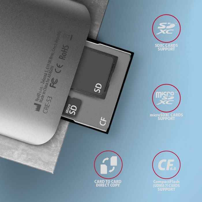 MEMORY READER USB3.2 3-SLOT/SD/MICROSD/CF CRE-S3 AXAGON – 4