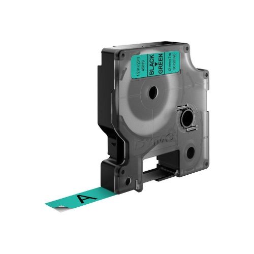 Dymo 45019 (S0720590) Juostelė 12mm x 7m, Black on Green – 5