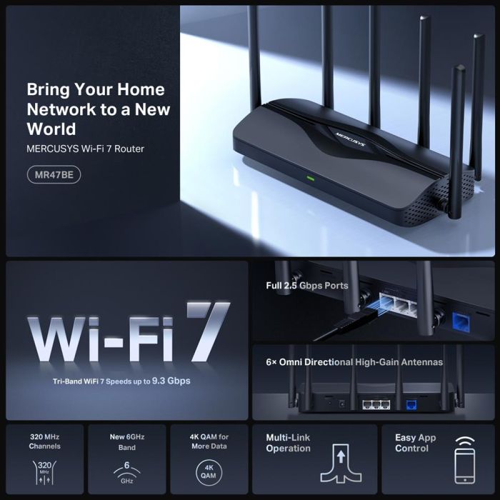 Wireless Router MERCUSYS Router 3x2.5GbE MR47BE – 3