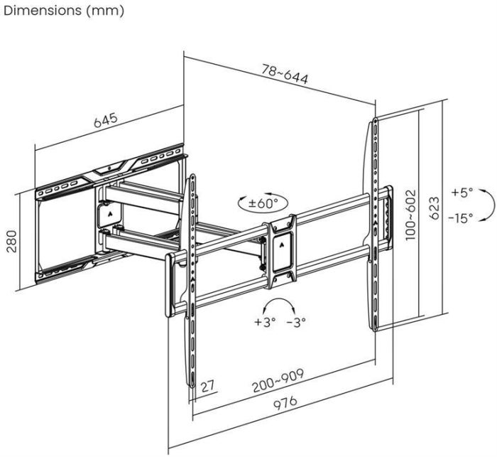 TV SET ACC WALL MOUNT 50-105"/WM-105ST-01 GEMBIRD – 5