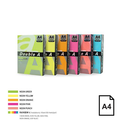 Spalvotas Neon popierius Double A, 75g, A4, 500 lapų, Rainbow 4, 5 Neon spalvų – 2
