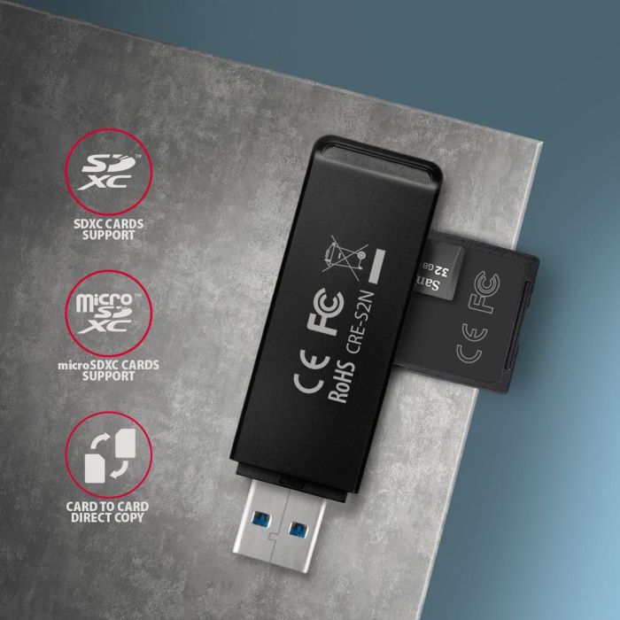 MEMORY READER USB3.2/SD/MICROSD CRE-S2N AXAGON – 4