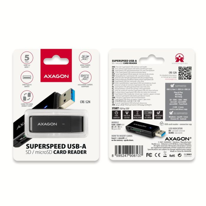 MEMORY READER USB3.2/SD/MICROSD CRE-S2N AXAGON – 9