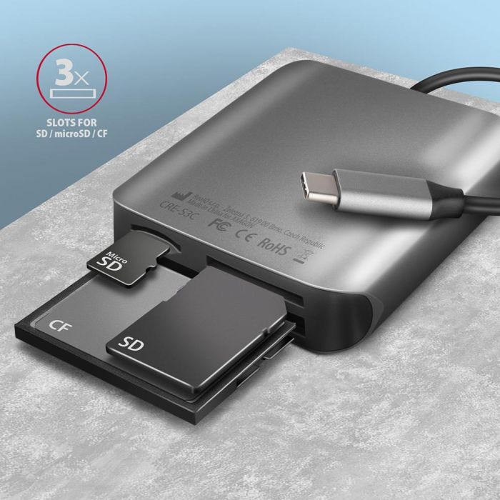 MEMORY READER USB-C 3-SLOT/SD/MICROSD/CF CRE-S3C AXAGON – 3