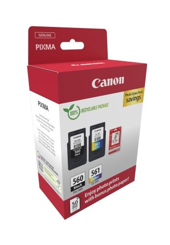 Canon CRG PG-560/CL-561 + Photo Paper Value Pack (3713C008) Rašalinių kasečių komplektas, BK/CMY – 2