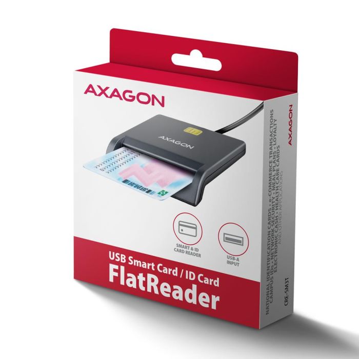 CARD READER FLAT SMARTCARD/ID/USB2.0 1.3M CRE-SM3T AXAGON – 7
