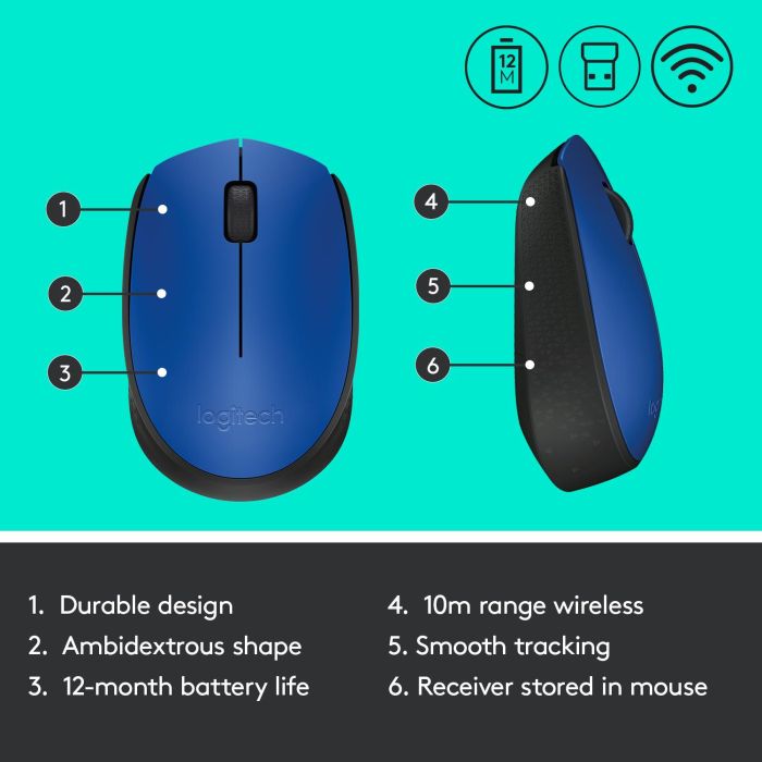 MOUSE USB OPTICAL WRL M171/BLUE 910-004640 LOGITECH – 11