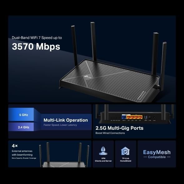 Wireless Router TP-LINK ARCHER BE3600 ARCHERBE3600 – 4