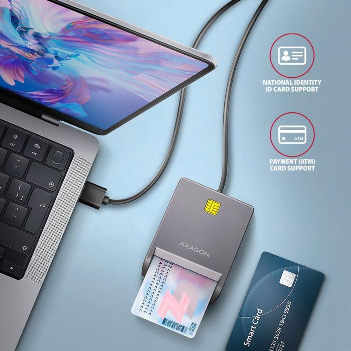 CARD READER FLAT SMARTCARD/ID/USB2.0 1.3M CRE-SM3T AXAGON – 3