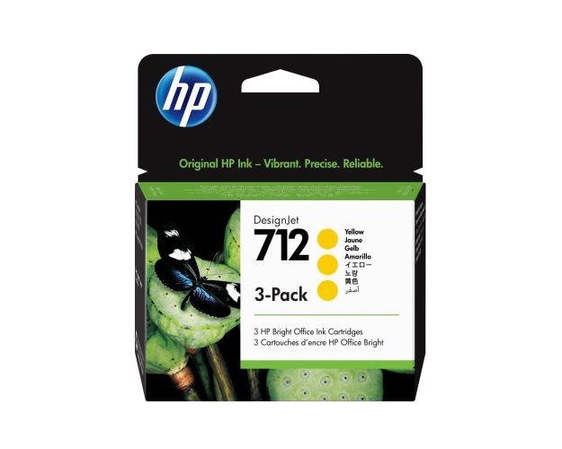HP 712 3-pack (3ED79A) Rašalinė kasetė, Geltona – 5