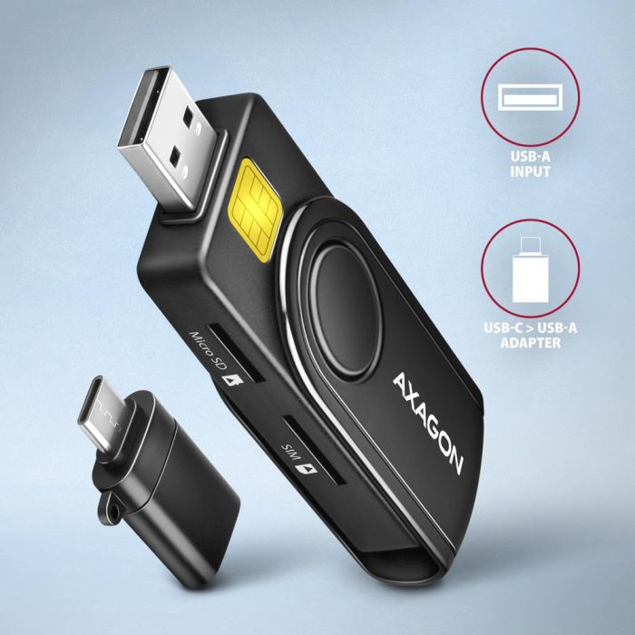 CARD READER USB-C+USB2.0 4SLOT/SMARTCARD CRE-SMP2A AXAGON – 6