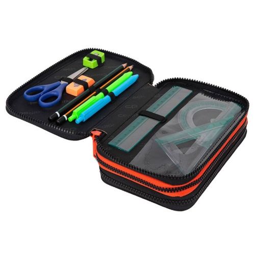 Forminis trijų skyrių penalas su priedais CoolPack Jumper 3 Grey Ball – 2