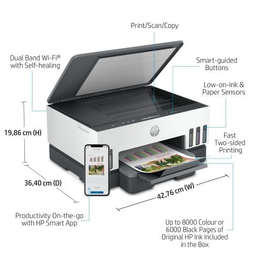 HP Smart Tank 720 AiO Spausdintuvas rašalinis spalvotas MFP A4 15 ppm USB Wi-Fi – 5