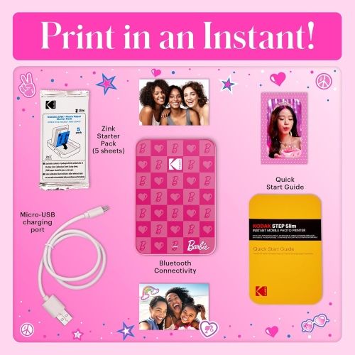 Barbie x Kodak STEP Slim Momentinis mobilus nuotraukų spausdintuvas Colour ZINK 2x3'' 1ppm, BT, Pink – 3