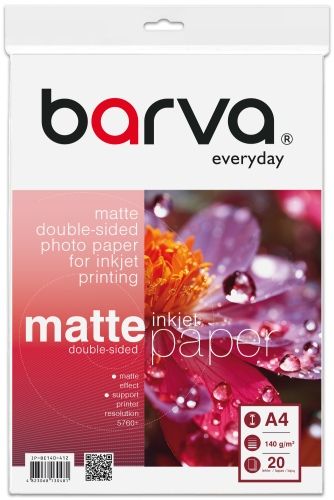 Fotopopierius Barva (IP-BE140-412) Everyday Dvipusis Matinis 140 g/m², A4, 20 lapų