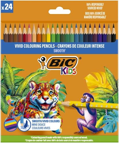 BIC Spalvoti pieštukai Kids Smooth 24 spalvų rinkinys