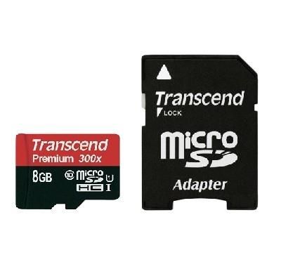 MEMORY MICRO SDHC 8GB W/ADAPT/UHS-I C10 TS8GUSDU1 TRANSCEND