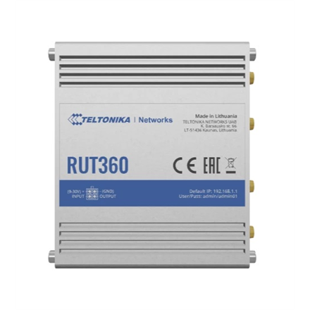Teltonika Industrial Cellular Router RUT360 LTE CAT6 	1 x LAN ports