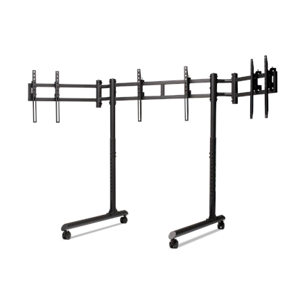 Next Level Racing Floor stand Round Tube Freestanding Single Monitor Stand Up to 3x43 "