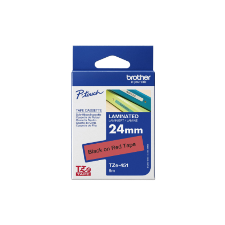 Brother TZe-451 Laminated Tape Black On Red