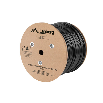 Lanberg Lan Cable Cat.6A SFTP 305M Solid Outdoor CU Black Fluke Passed LCS6-21CU-0305-BK